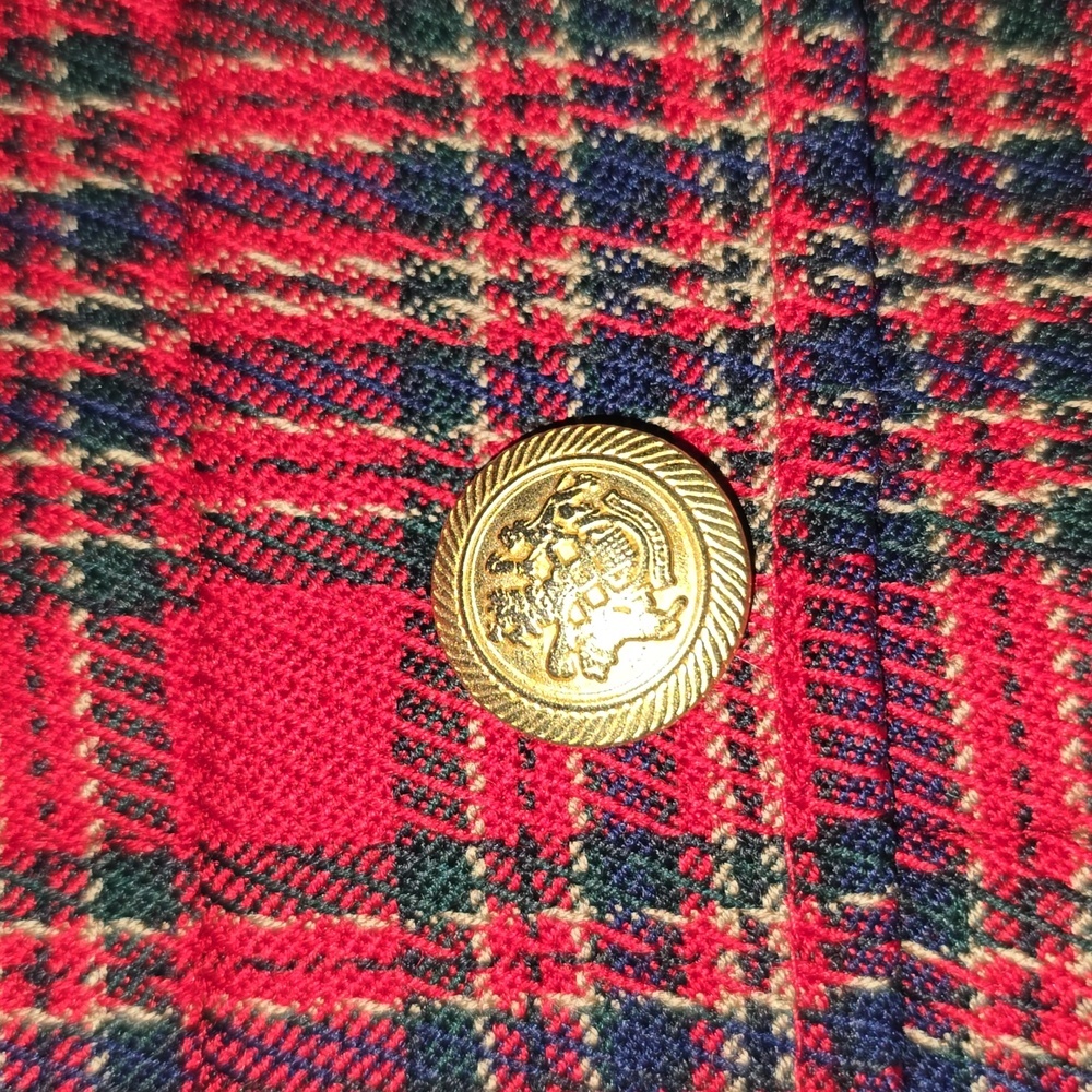 Pendleton 80's Red 100% Wool Tartan Suit Blazer & Pleated Skirt Womens Size 10P - Picture 15 of 15